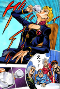 Giorno directly drinking Abbacchio's "tea", much to Mista and rest of members' shock