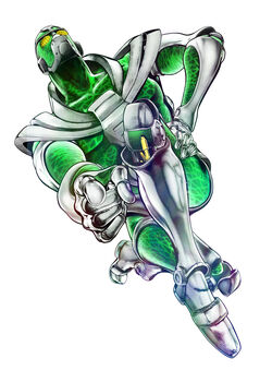 Heirophant green and silver chariot ova design. I love these so much. They  look cooler than the actual anime