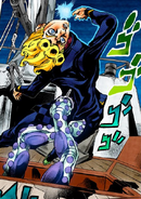 Giorno Giovanna stabbed by Soft Machine's short sword