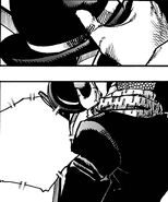 Satoru taking off his hat before the lecture