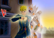 Giorno and Gold Experience Requiem in GioGio's Bizarre Adventure