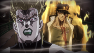 Ironically frozen in time, Jotaro taunts DIO with his newly-awakened powers