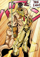 "YES I AM!" Avdol's famous line after revealing himself to be alive to a surprised Polnareff