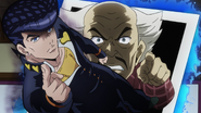 Being threatened by Josuke.