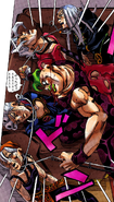 Pesci enters Mr.President and attempts to kill Giorno, Abbacchio, Narancia and Fugo with his Stand