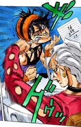 Narancia stabbed in the face by Fugo