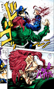 Rubber Soul's face (as Kakyoin) is destroyed from Jotaro's punch