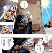 Abbacchio suffering from his severed hand