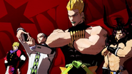 Dio Brando & DIO with other antagonists in the opening for Diamond Records Reversal