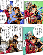 Fugo stabs Narancia when he cannot remembered what Fugo has said