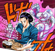 Crazy Diamond "healing" Tomoko, Josuke's mother