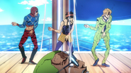 Mista, Narancia and Fugo dancing