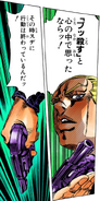 Finishes his speech by picked up Mista's gun