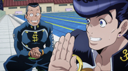 Complimenting Josuke on his plan to trick Yukako Yamagishi.