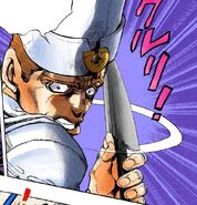 Tonio very upset over Josuke in the kitchen