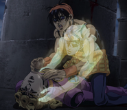 Giorno returning to his body
