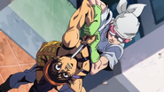 Trish reverses Narancia's knife back onto him