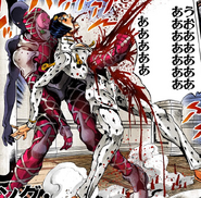 Spraying Bucciarati's blood everywhere