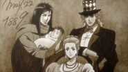 Photo of Straizo with Speedwagon and Erina as he holds a baby Lisa Lisa