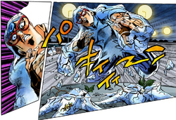 Giaccio and his ice powers, Vento Aureo