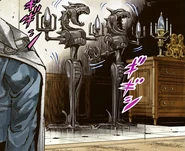 Dio's transmute power, turning two guards into candle-holders