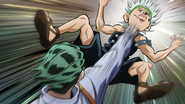 Rohan punches Ken for constantly bothering him.