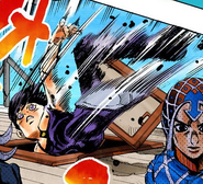 Narancia Ghirga stabbed by Soft Machine's short sword