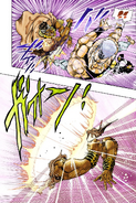 Avdol sacrifices himself protecting Polnareff from Cream