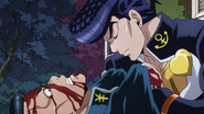 Josuke interrogates Okuyasu on his brother's Stand.