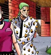 Jobin's first appearance, observing Josuke from afar