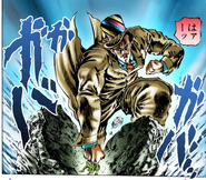 Zeppeli punching a frog