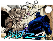 Enya attacking Jotaro from behind