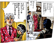Narancia is taken to a restaurant by Fugo to eat