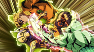 Giorno's arm is cut off by Baby Face