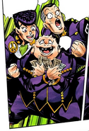 Shigechi and his friends posing with their hard-earned cash.