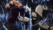 Kars' initial defeat by Joseph, impaled on a patch of crystals.