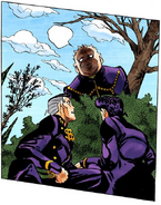 Looming menacingly over Josuke and Okuyasu.