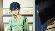 Narancia treated in a hospital for his eye disease thanks to Bucciarati