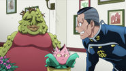 Okuyasu eating with his father and Stray Cat at Tonio's.