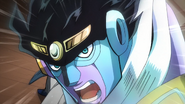 Star Platinum: The World about to throw a punch.