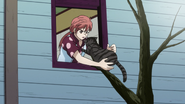 Shinobu letting her kitty in