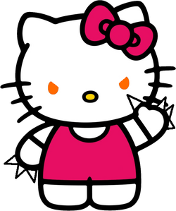 evil hello kitty holding a spiky baseball bat, 3d, Stable Diffusion