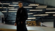 Vincent donned in a black suit with a whole black vest underneath.