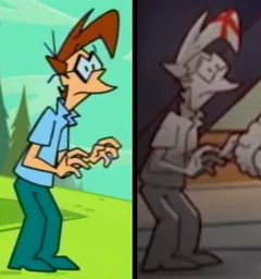 Carl in the episode (left) and Carl in "Crossover Nexus" (right)