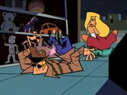 Johnny after Femme ran him over with a tiny car.