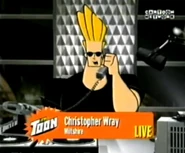 Johnny calling the winner of a Super Skatoony phone-in competition.