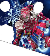 Diavolo utiliza a King Crimson para borrar medio segundo y defenderse contra el ataque de Narancia.