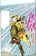 Jotaro hiriendo a Joseph indirectamente mediante Lovers