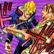 LucaFinalHit.png (151 kB) Luca intenta aplastar la rana que tenia Giorno.