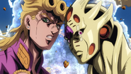 Segundo plano de Gold Experience Requiem junto a Giorno.